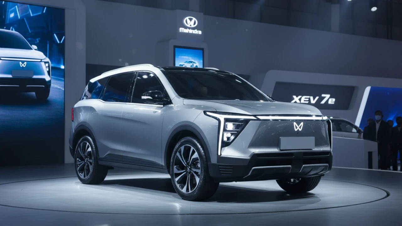 Mahindra XEV 7e 3-row electric SUV with LED light bar