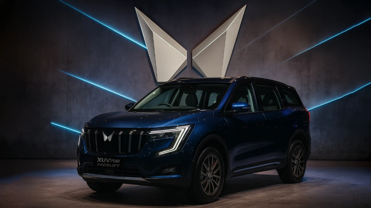 2026 Mahindra XUV700 facelift showcasing front grille and triple-screen interior